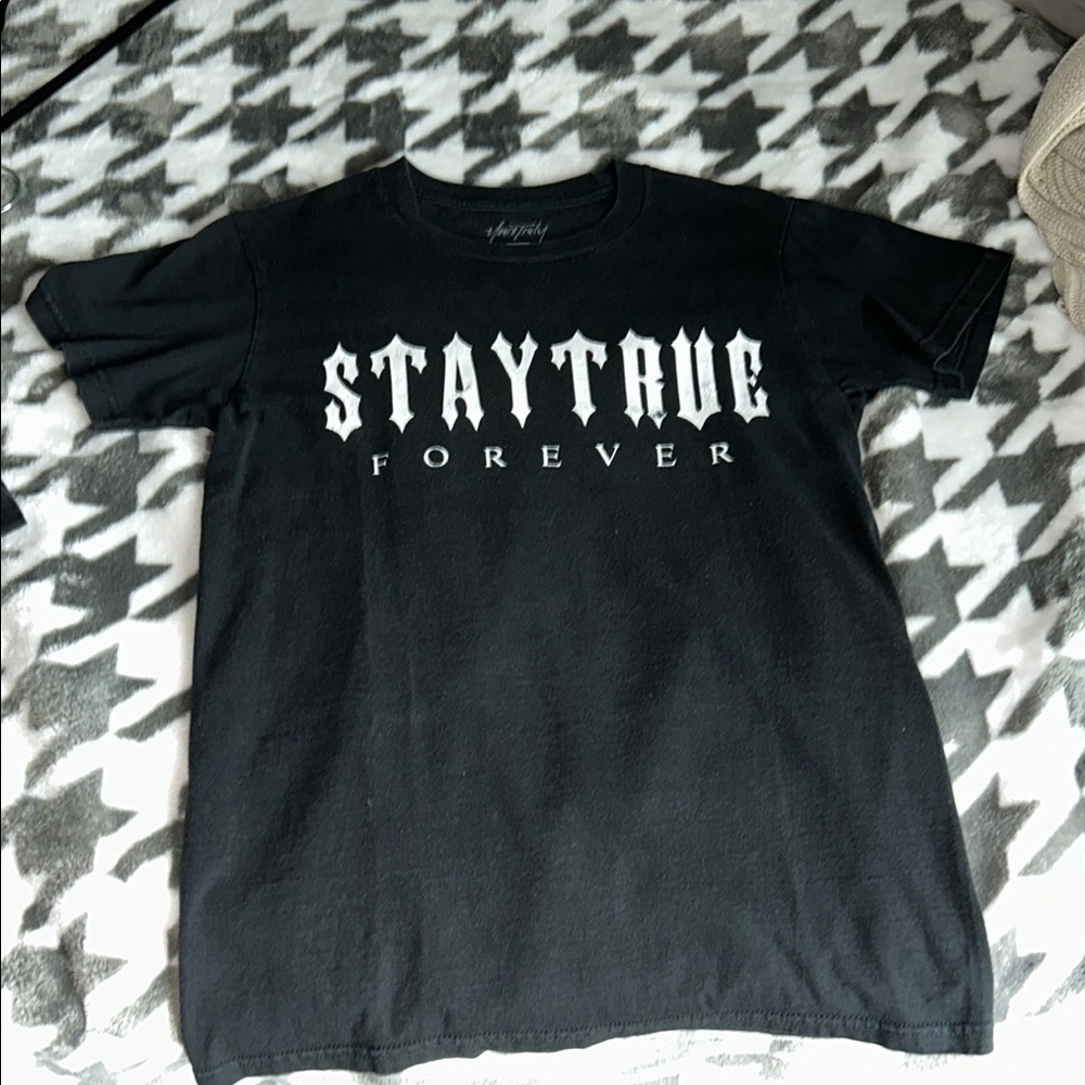Black Graphic T-Shirt with Bold Text